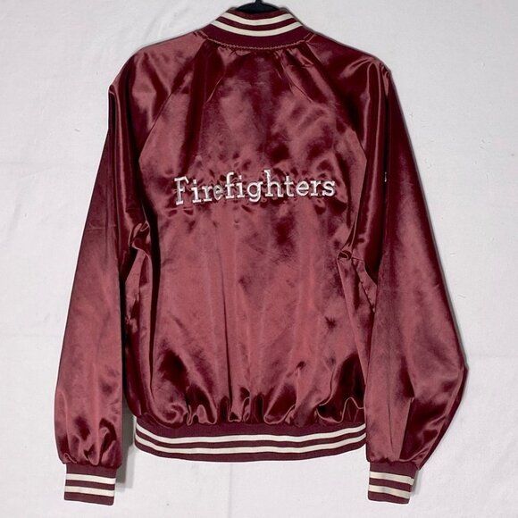 Vintage Trimark Burgundy Firefighter Varsity Jacket XL - Picture 15 of 16